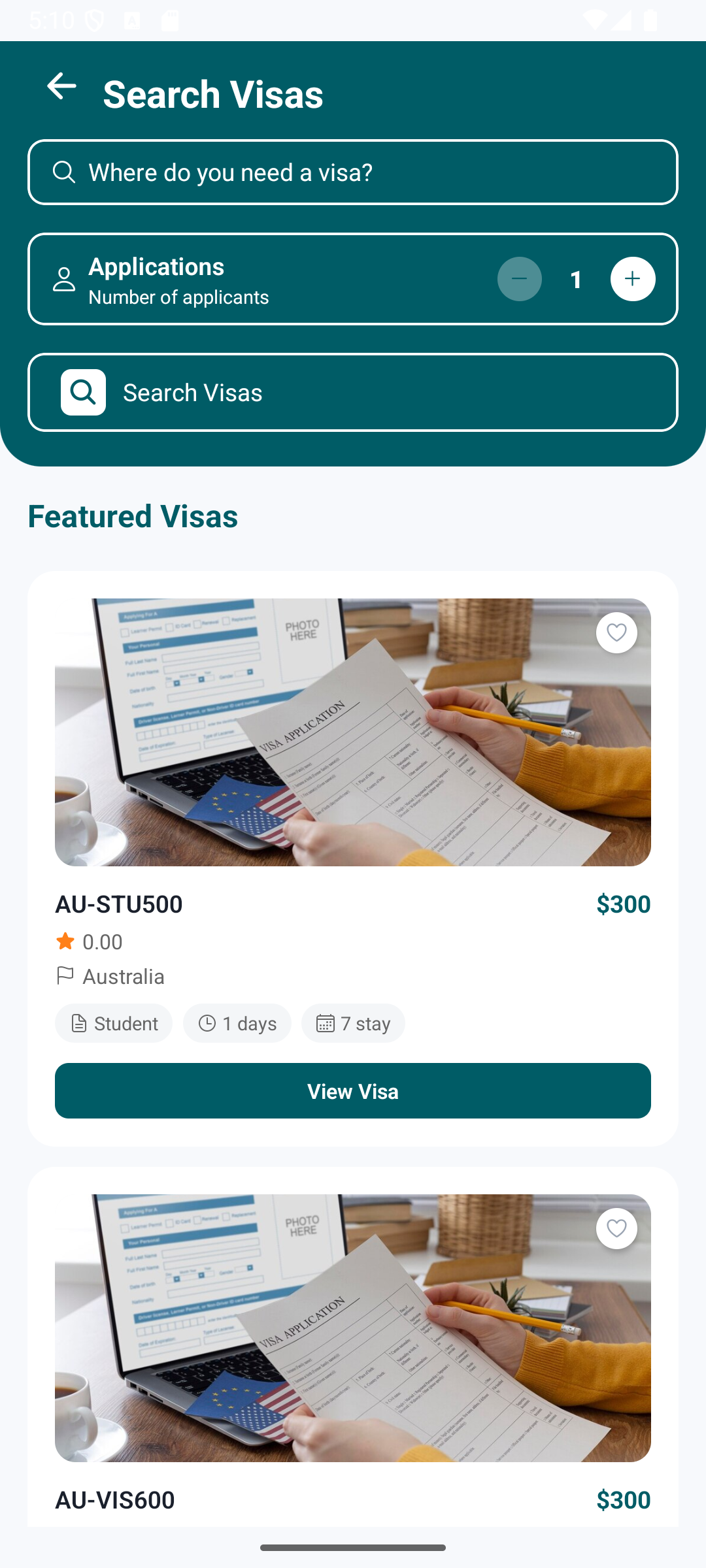 Visa Search